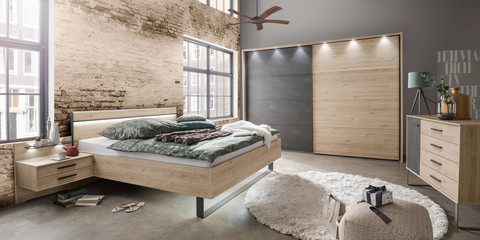 Schlafzimmer modern Brüssel Steineiche Schiefer Industrial Design