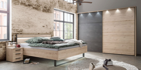 Schlafzimmer modern Brüssel Steineiche Schiefer Industrial Design Schlafzimmer modern Brüssel Steineiche Schiefer Industrial Design