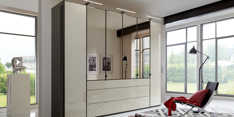 Schlafzimmer modern Schranksystem Havanna Glas Magnolie Spiegel Schlafzimmer modern Schranksystem Havanna Glas Magnolie Spiegel