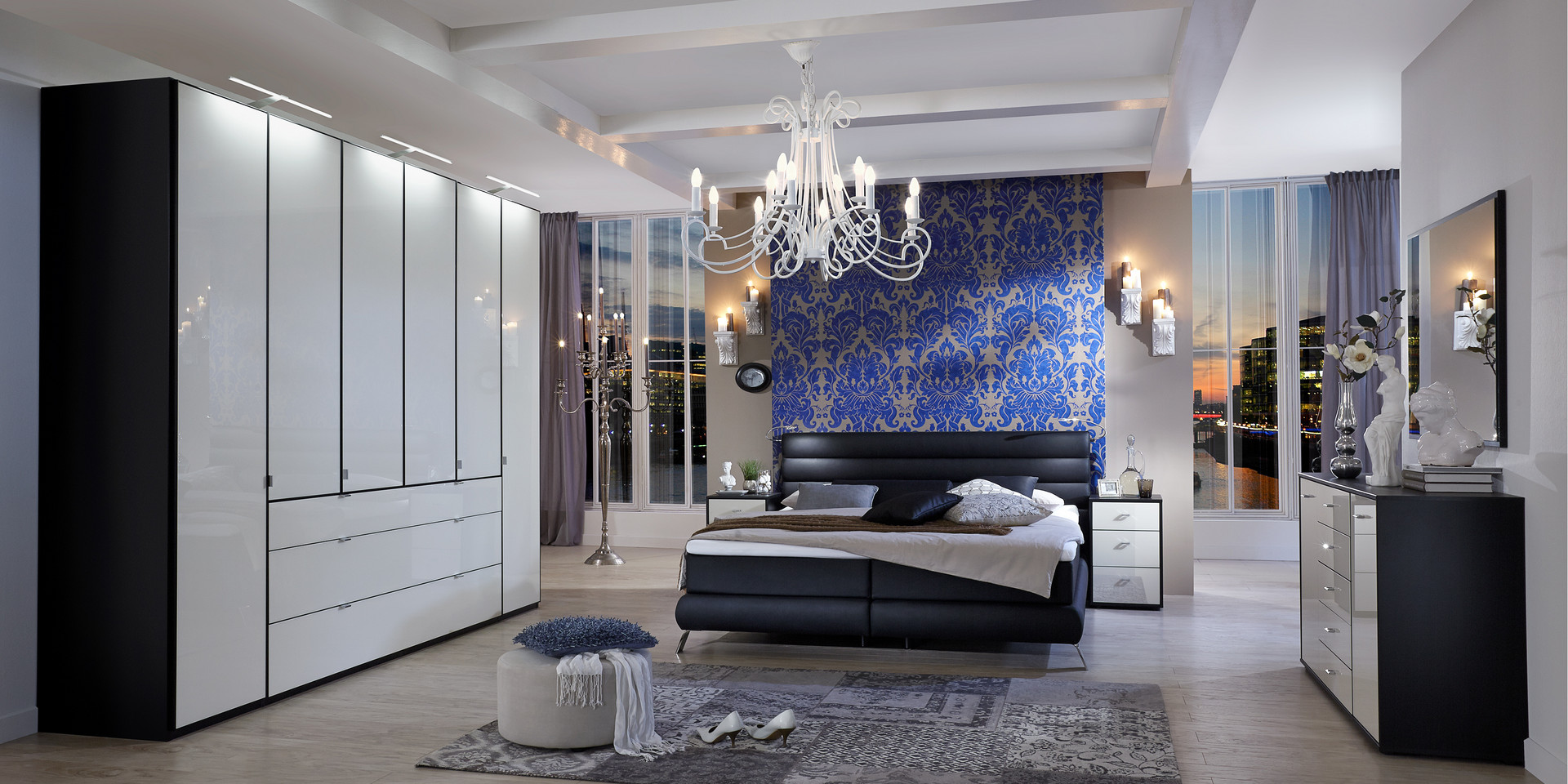 Schlafzimmer modern Schranksystem Havanna Glas Magnolie Schlafzimmer modern Schranksystem Havanna Glas Magnolie