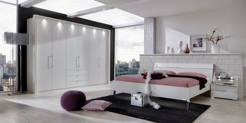 Schlafzimmer modern Schranksystem Loft alpinweiß